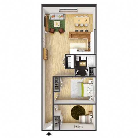 Floor plan for 2 beds, 1 bath, 1320 sqft
